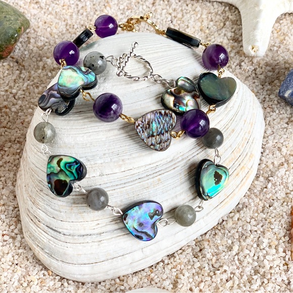 Abalone & Gemstone Beaded Bracelet - Picture 1 of 8